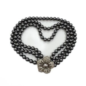 Unbranded Beaded Choker Necklace Floral Gunmetal Silver Tone Fairy Grunge Preppy